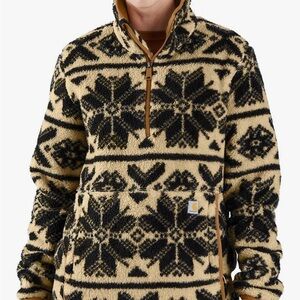 Carhartt Cream & Black Sherpa Zip-Up Pullover